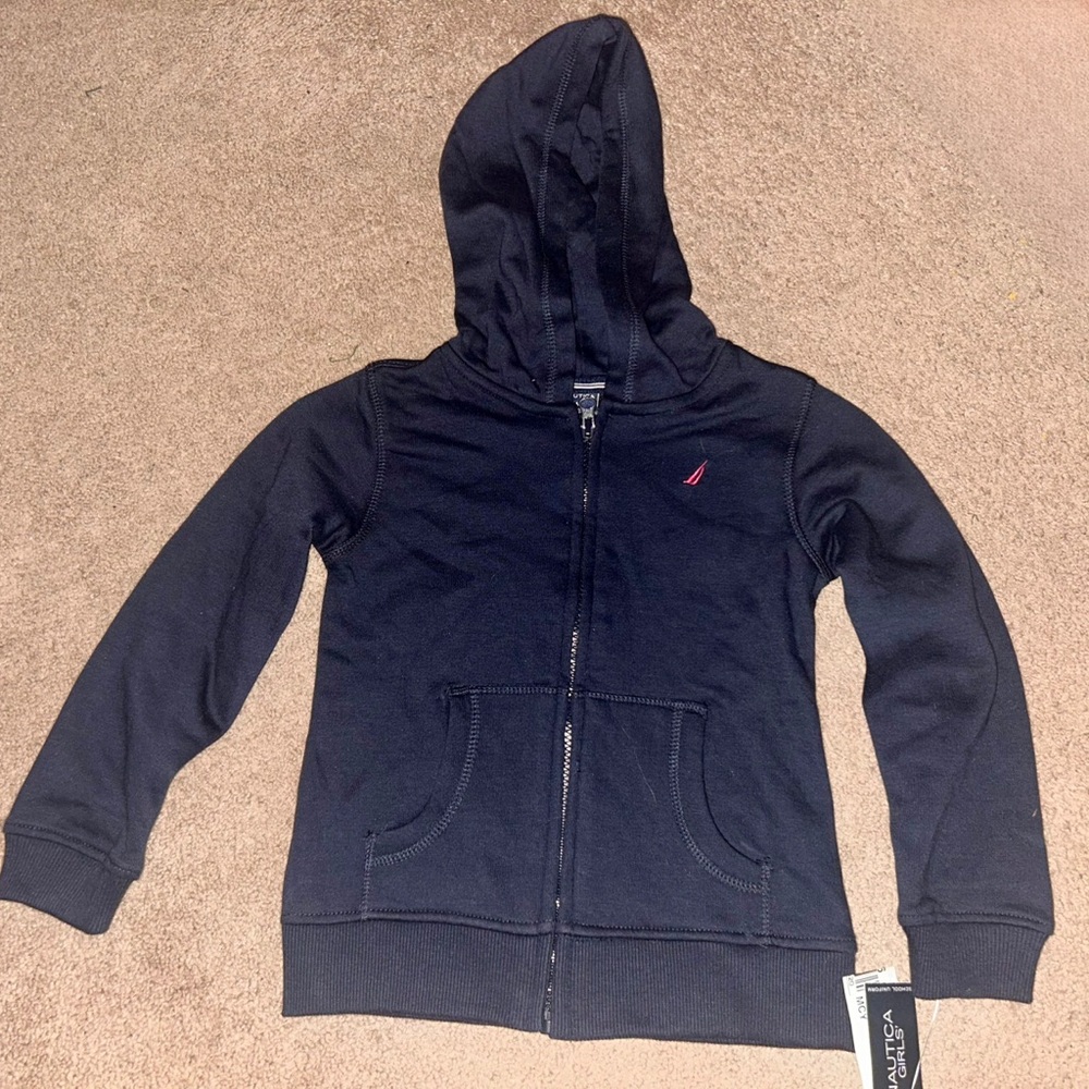 Girls Nautica Dark Blue Kids Zip-Up Hoodie